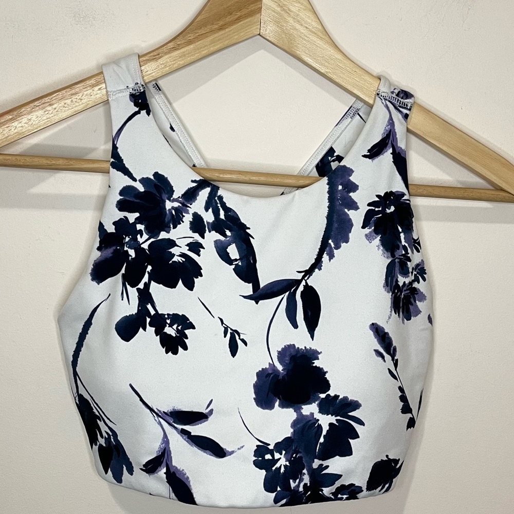 ATHLETA SPORTS BRA WHITE WATER FLOWER HIGH NECK SMALL - Picture 6 of 12